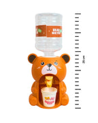 Mango Muffins orange bear water dispenser for kids, 25 cm tall, with mini cups.