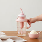 Mango Muffins Ice Cream Social Sipper tumbler with handle and straw, pink and clear plastic, waffle cone texture