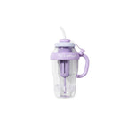 Mango Muffins Ice Cream Social Sipper tumbler with handle and straw, purple and clear plastic with waffle cone texture.