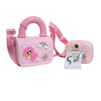 Mango Muffins pastel pink quilted purse with charms and matching instant print camera with printed photo.