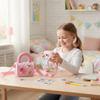Mango Muffins pastel pink quilted sling bag with charms and instant print camera with printed photo.