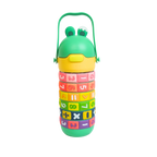 Mango Muffins Brainy Builder Puzzle Bottle, 430ml, with rotating math rings and a froggy cap.