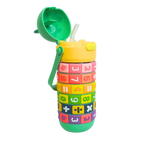 Mango Muffins Brainy Builder Puzzle Bottle, 430ml, with rotating math rings and a green froggy cap.